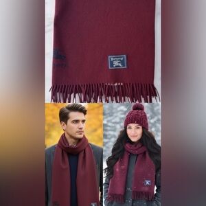 BURBERRYS London Cashmere/Wool Scarf Equestrian Knight Logo